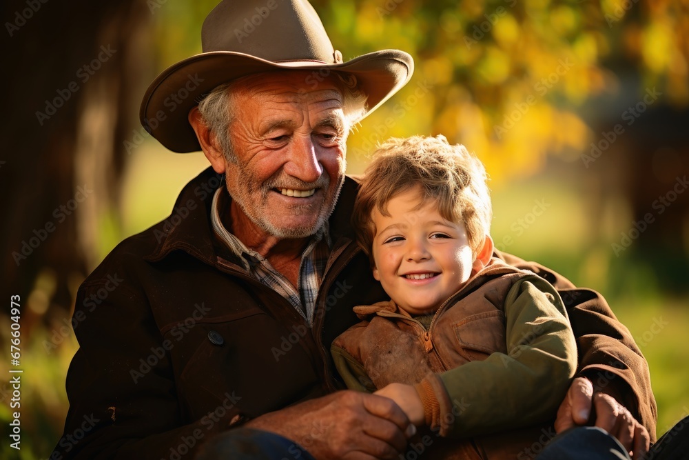 A grandfather and his grandchild together.