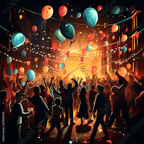 crowd of people dancing in the nightclub, Generative AI 