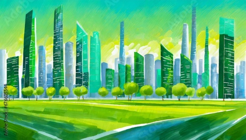 beautiful green future city landscape