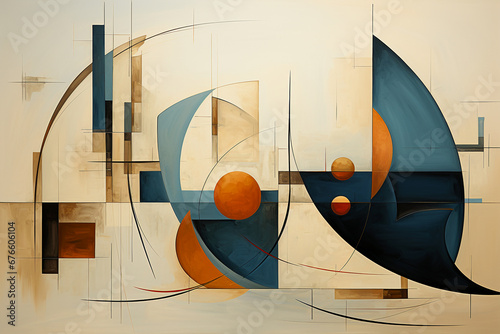 Vászonkép Geometric abstract elements wall art illustration and artwork, in the style of d