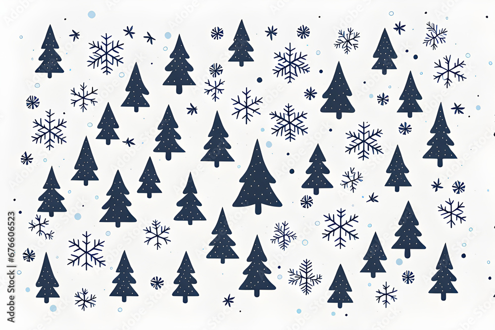 Obraz premium Holiday Christmas trees snow flakes background wallpaper 