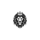 king lion with crown log,Lion king silhouette black logo animals silhouettes icon hand drawn lion head face silhouette vector illustration