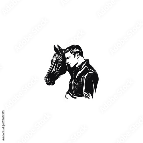 business man with horse silhouette logo template