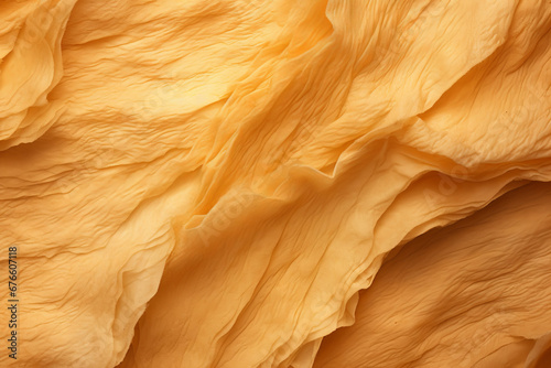 Yellow crepe thin fabric material texture, semi-transparent cloth