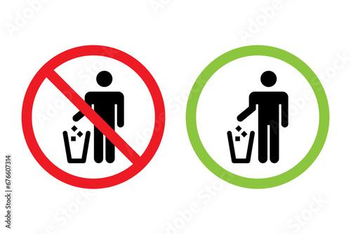 throw garbage. trash sign. trash can and don't throw away trash. isolated, stock vector