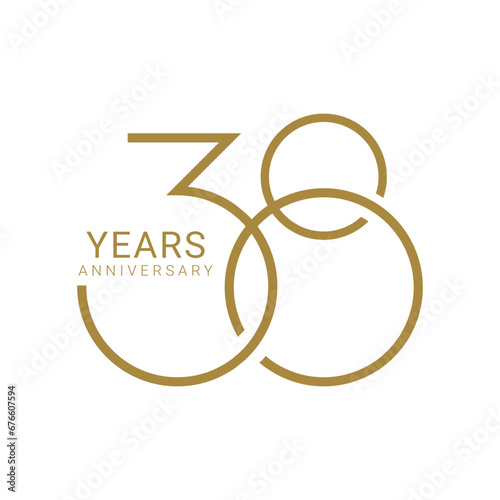 38, 38th Years Anniversary Logo, 8 birthday,  Vector Template Design element for birthday, invitation, wedding, jubilee and greeting card illustration.