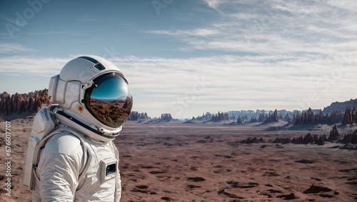astronaut on a otherworldly desert planet © PureEvilClutch