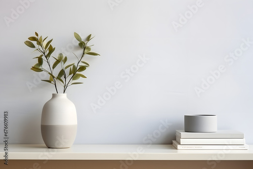 Stylish interior, plants, and elegant personal accessories. Home decor. Interior design, minimalism, calm tone © toomi123