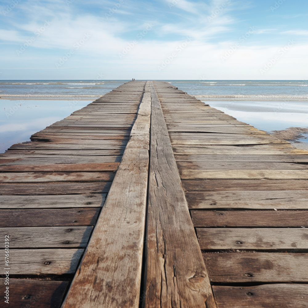 Fototapeta premium Wooden walkway to the sea 05