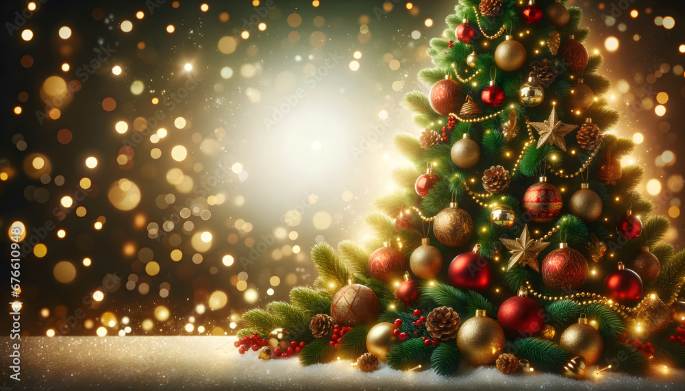 Generate a wide, classic Christmas-themed banner background. generative AI