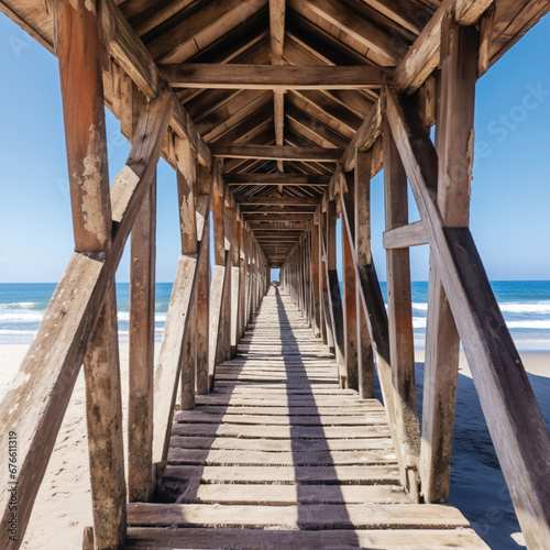 Wooden walkway to the sea 07