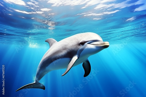 Cute dolphine cruises in the the Pacific Ocean © digitizesc