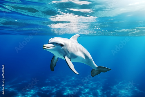 Cute dolphine cruises in the the Pacific Ocean