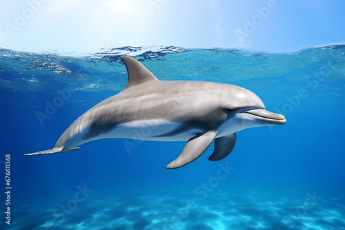 Cute dolphine cruises in the the Pacific Ocean © digitizesc