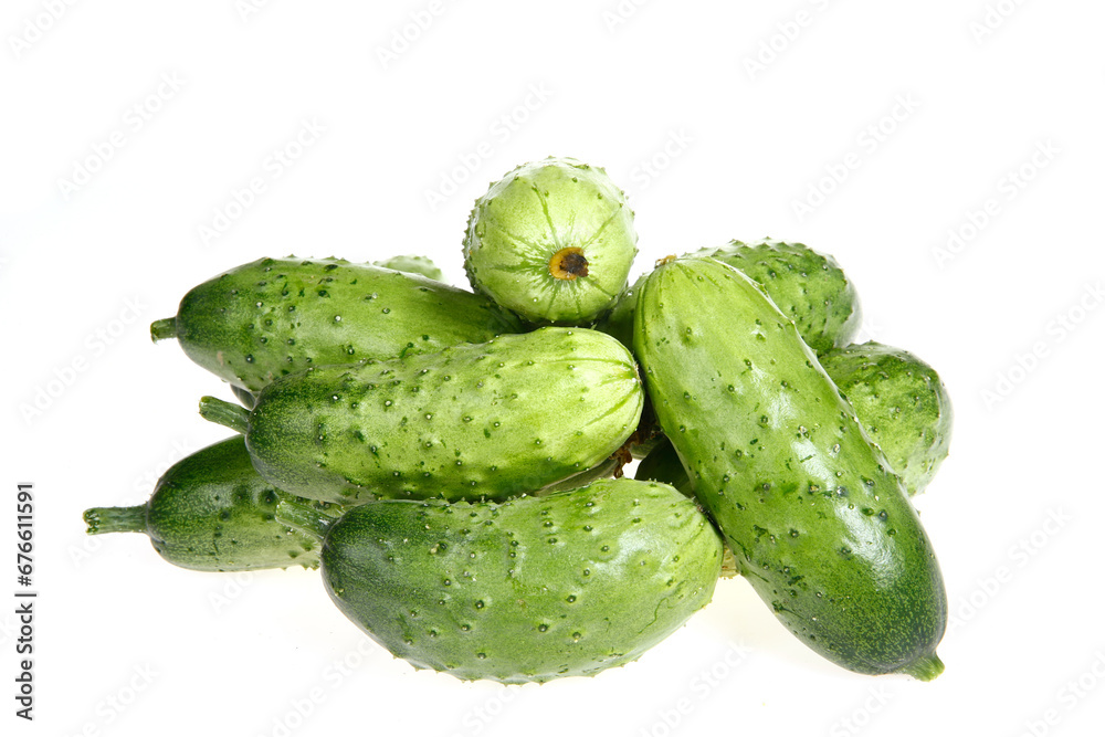 Fresh cucumber on the white background color Fresh cucumber on the white background color