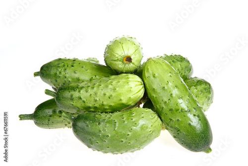 Fresh cucumber on the white background color