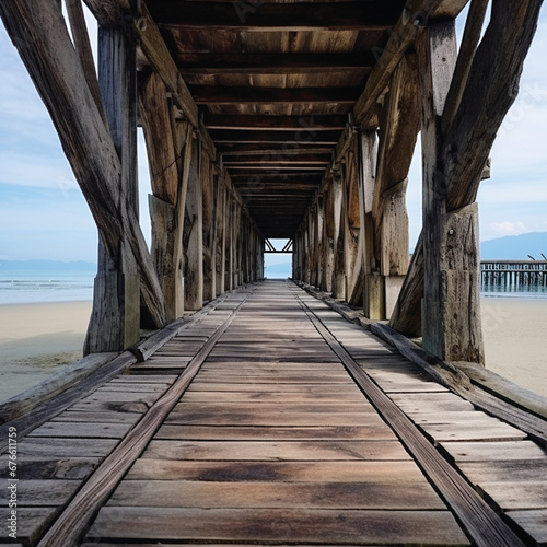 Wooden walkway to the sea 08