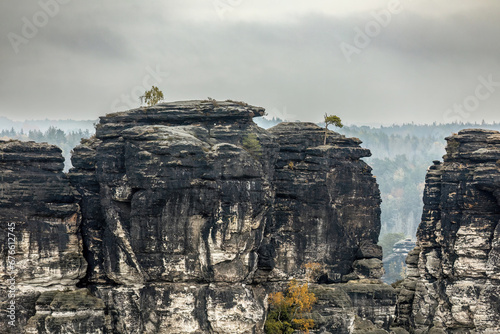 Fototapeta Naklejka Na Ścianę i Meble -  Landscape impression of saxony switzerland around the bastei bridge near dresden in saxony, germany, in autumn