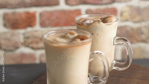 Iced coffee in glass jars