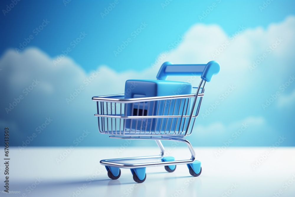 online shopping concept with blue background online shopping concept with blue background
