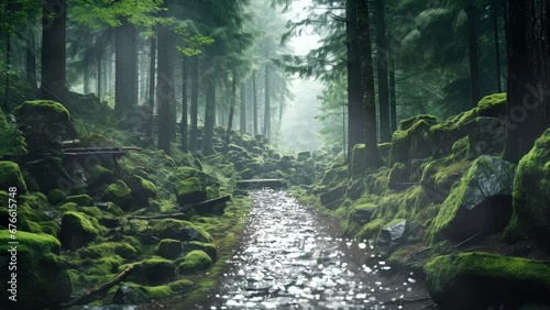 The Forest of Serenity. Seamless looping 4K time lapse video footage photo