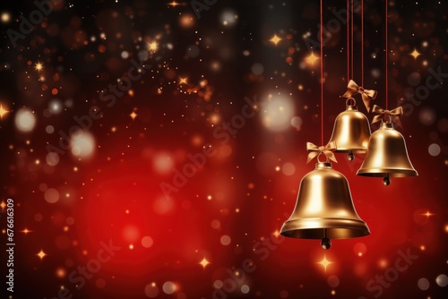 Wallpaper Mural Christmas gift banner bell. Generative AI. Torontodigital.ca