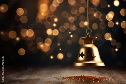 Wallpaper Mural Christmas gift banner bell. Generative AI. Torontodigital.ca