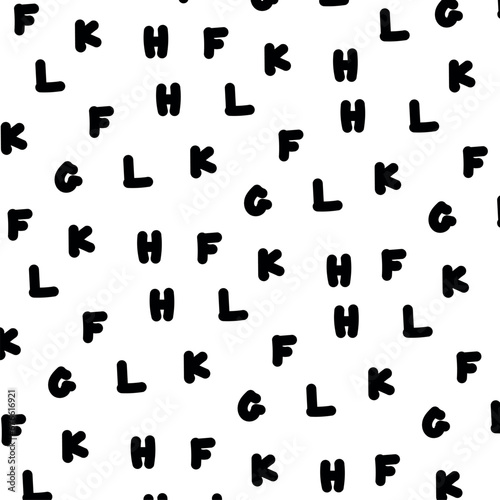 Several plump alphabetic characters make up the overall background