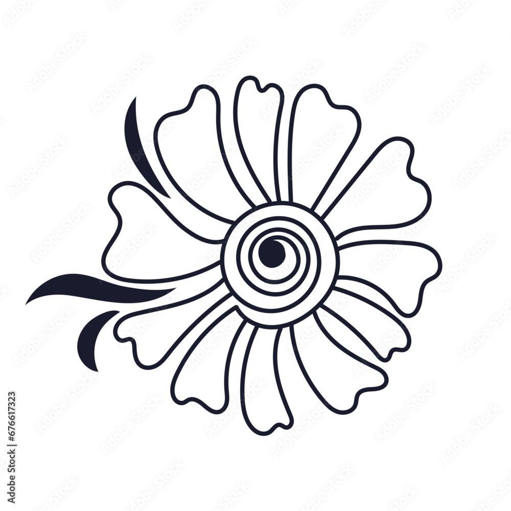 Vector hand drawn daisy outline illustration Vector hand drawn daisy outline illustration