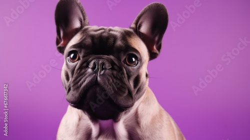 pug isolated on purple background with copy space  © SaraY Studio 
