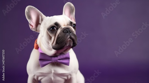 pug isolated on purple background with copy space  © SaraY Studio 