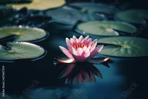 Beautiful flower lotus or water  lily floating on water