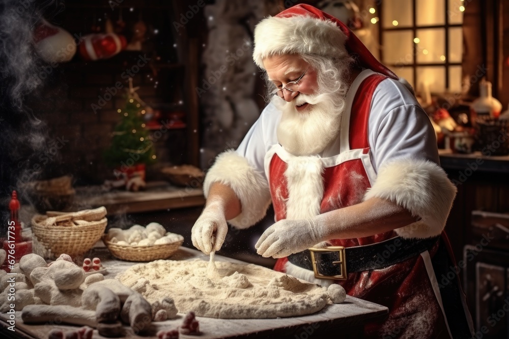 santa claus preparing christmas cookies santa claus preparing christmas cookies
