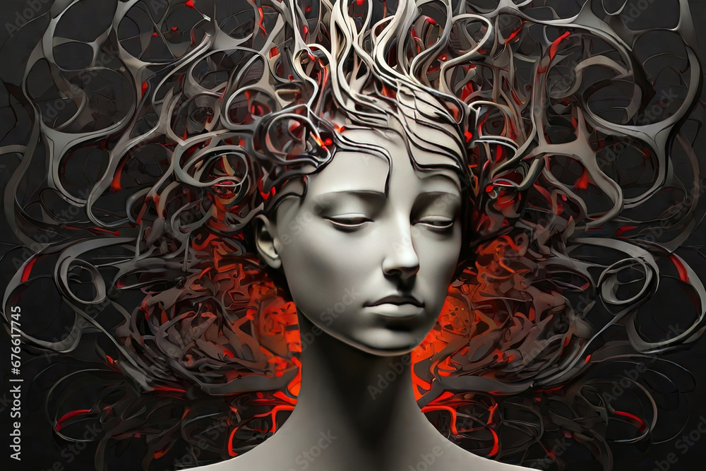 Explore the complexities of the mind with this abstract image capturing the essence of schizophrenia Explore the complexities of the mind with this abstract image capturing the essence of schizophrenia