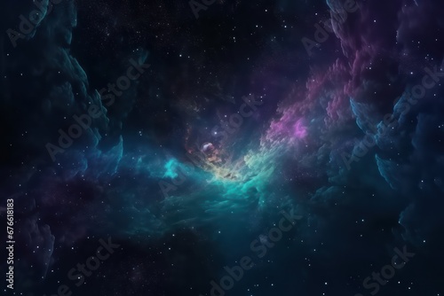 Universe galaxy wallpaper background,Universe galaxy in blue teal and purple tones © SaraY Studio 