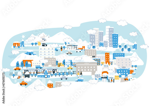 冬の都会の挿し絵