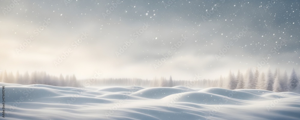 Snowy plain, background of a snow-covered lawn with falling snow. New Year and Christmas concept. Snowy plain, background of a snow-covered lawn with falling snow. New Year and Christmas concept.