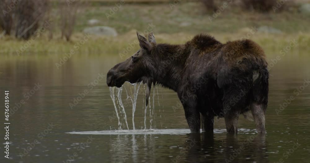 Wild Moose in lake drinking water
Wild Moose in lake drinking water