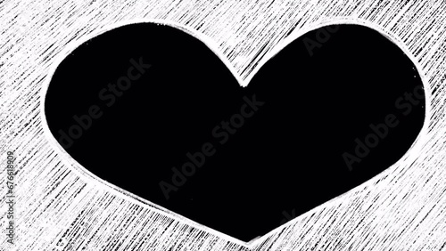 Hand-drawn frame with white strokes on a black screen. Stock video with noise in 4K.