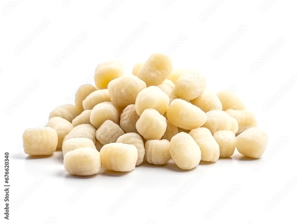 Italian dry uncooked gnocchi isolated on a white background. Italian dry uncooked gnocchi isolated on a white background.