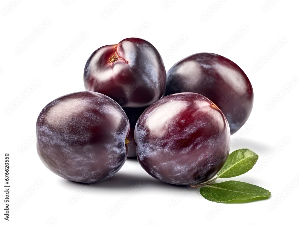 Plums isolated on white background..