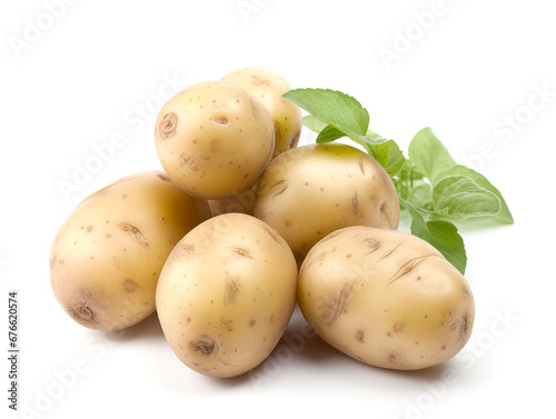 Potatoes isolated on white background close up.