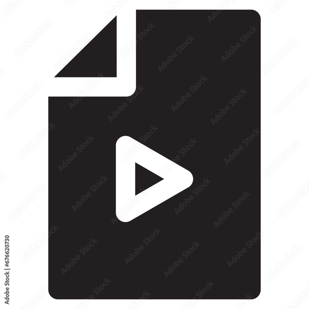 Video file icon with paper and play button Video file icon with paper and play button