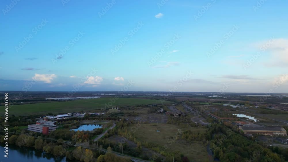 Aerial View of Most Beautiful Countryside Landscape of Bedfordshire, England United Kingdom. Footage Was Captured With Drone's Camera on October 30th, 2023 During Beautiful Partially Cloudy Day. Aerial View of Most Beautiful Countryside Landscape of Bedfordshire, England United Kingdom. Footage Was Captured With Drone's Camera on October 30th, 2023 During Beautiful Partially Cloudy Day.