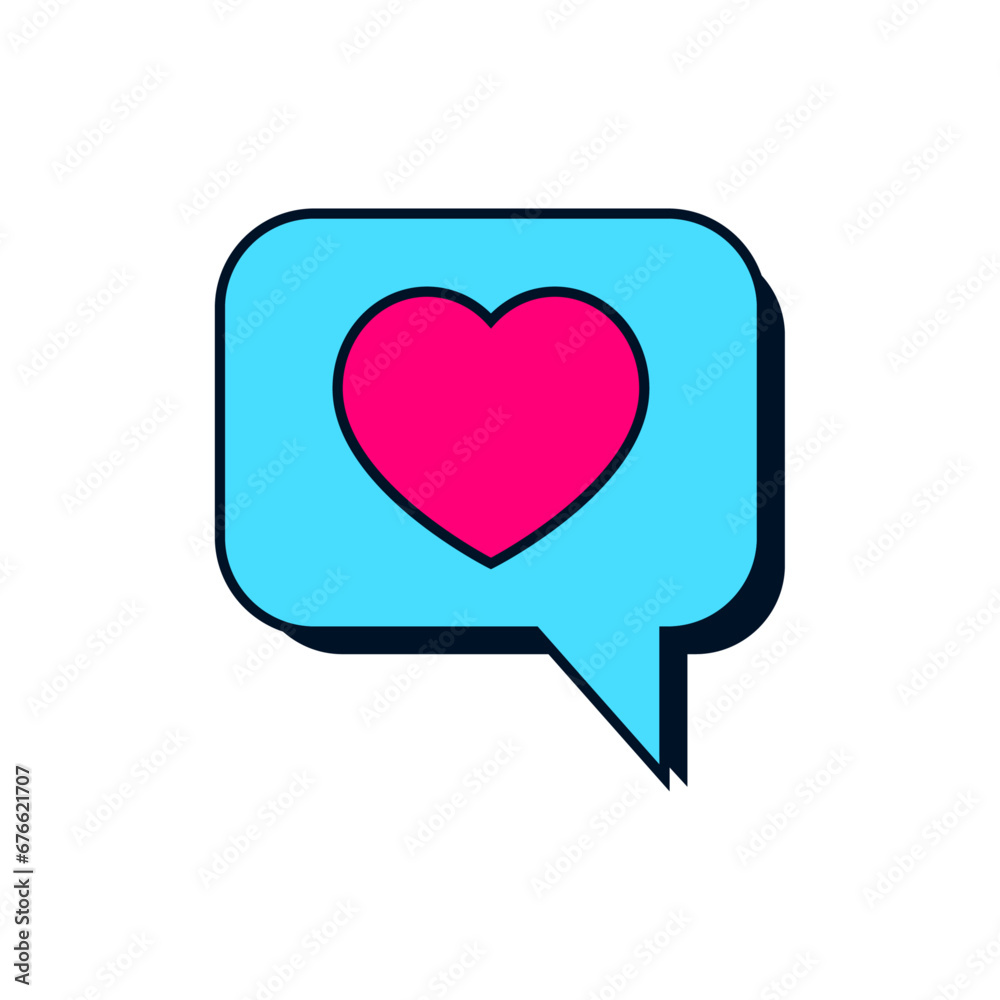 Vector heart in speech bubble on white background vector