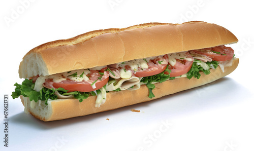 Italian sub with turkey, tomato and fresh mozzarella on hoagie roll