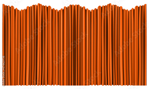 Vector orange curtains. set realistic luxury curtain cornice decor domestic fabric interior drapery textile lambrequin