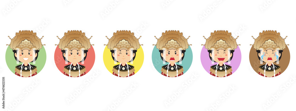 Fototapeta premium Bangka Belitung Avatar with Various Expression