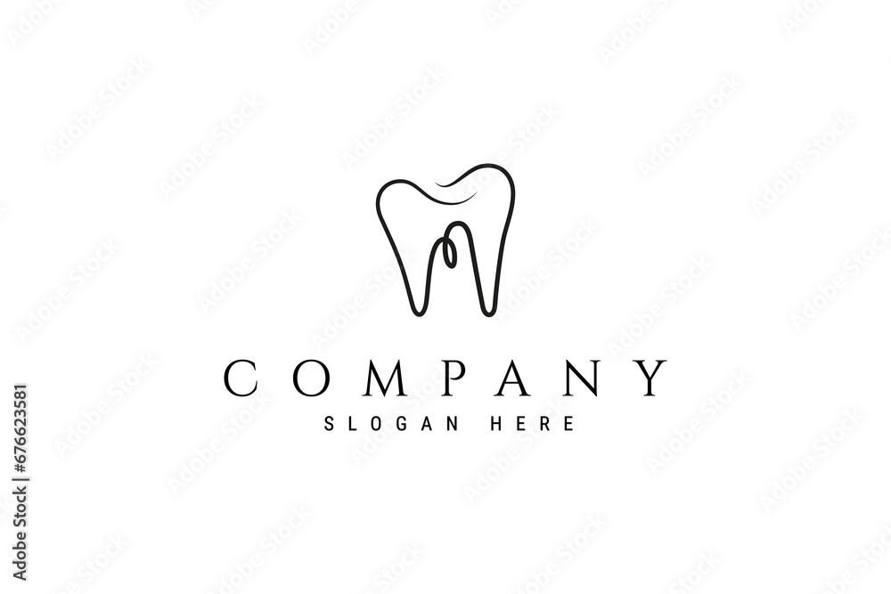 Abstract dental logo in line art design style