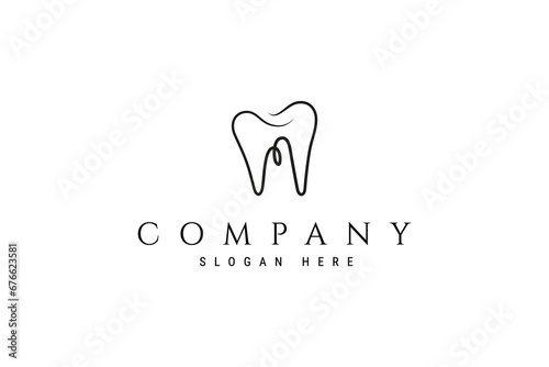 Abstract dental logo in line art design style